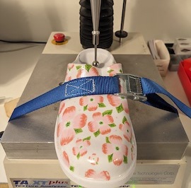 OOFOS shoe being tested